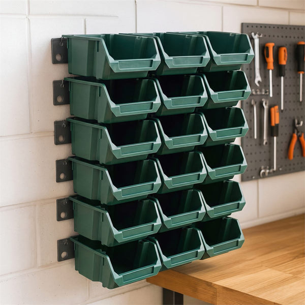 Flagship Bin Wall – 18 Bins + 6 Wall Rails, Khaki