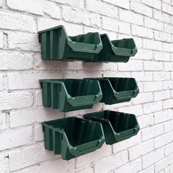 Medium Bin Kit – 6 Bins + 3 Wall Rails, Khaki