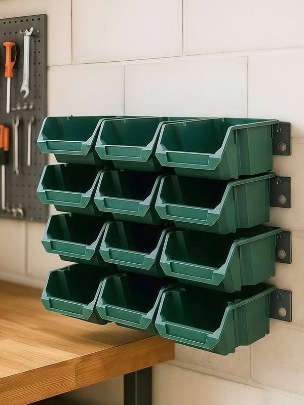 Flagship Bin Wall – 12 Bins + 4 Wall Rails, Khaki