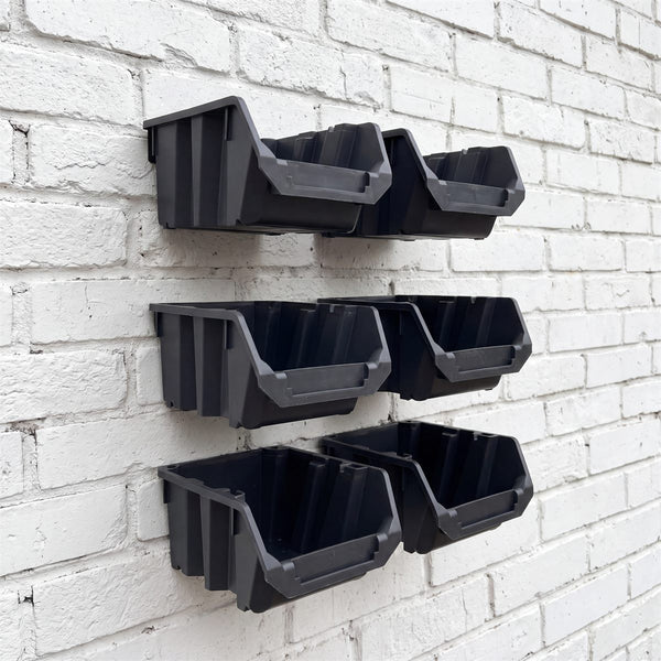Medium Bin Kit – 6 Bins + 3 Wall Rails, Graphite