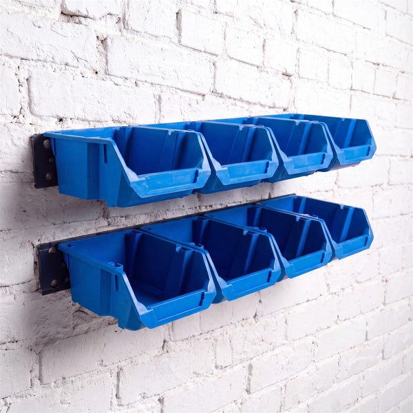 Small Bin Kit – 8 Bins + 2 Wall Rails, Blue