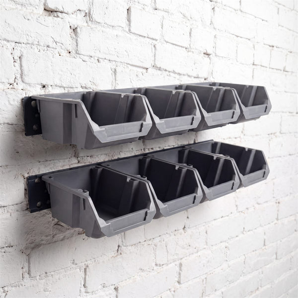 Small Bin Kit – 8 Bins + 2 Wall Rails, Graphite